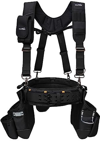 MELOTOUGH Cinturón de herramientas con tirantes, bolsa de herramientas, Supenders Framers, peine delantal, cinturón de herramientas, bolsa de herramientas de construcción, constructor, plataforma de