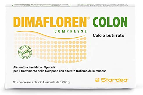 Stardea Dimafloren Colon, Benessere dell'intestino, Colon Irritabile, Infiammazioni Intestinali, Colopatie, Con Calcio Butirrato, Zinco, Acido Folico, 30 Compresse