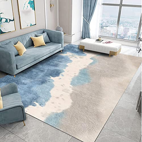 KeletiRug Alfombra Rectángulo Diseño, Lavable para Salón, Dormitorio, Cocina, Baño, Abstracto Agua De Mar Azul Y Blanco,140 X 200 cm