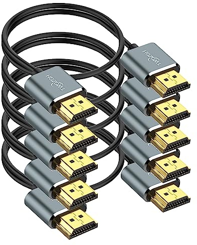 Twozoh Slim 4K HDMI Cable 3M 5 Pack, Ultra Thin & Flexible Skinny HDMI to HDMI 2.0 Lead Support 4K/60HZ 18gbps Laptop, Monitor, PS5, PS4, Xbox One, Fire TV
