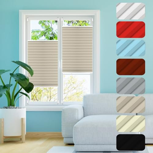 Stores Store Plissé sur Mesure 80 x 100 cm Protection de la Vie privée, Protection Solaire, Thermique Volet Roulant sans Perçage, Ni Collage pour Fenêtres Et Portes, Kaki