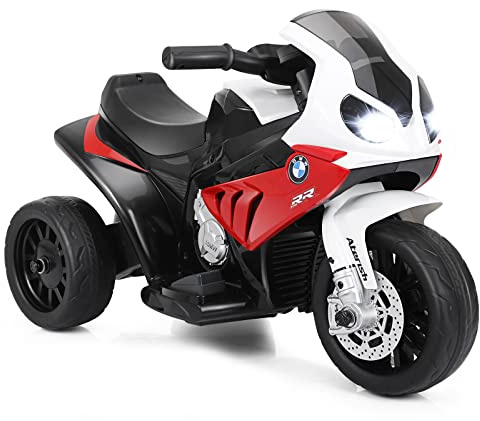 DREAMADE Kinder Elektro Motorrad, 6V Kindermotorrad Elektrisch mit Musik & Licht & Hupe & Stützrädern, 3 km/h, Elektro-Dreirad Elektromotorrad für Kinder 18-36 Monaten (Rot)