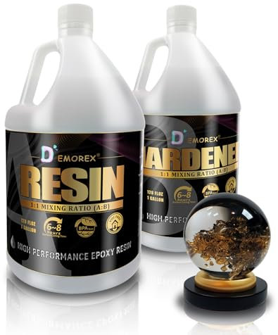 Demorex Epoxidharz-Set, 2 Liter, verbessertes kristallklares Harz, lebensmittelecht, selbstnivellierend und blasenfrei, Epoxidharz mit Anti-Vergilbung für Beschichtung, Gießen, Formen,