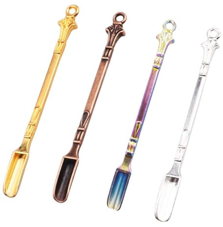 Choary Mini cuchara de metal para cuchara medicinal, mini pala, suministros para el hogar, collar con colgante (MULTICOLOR)