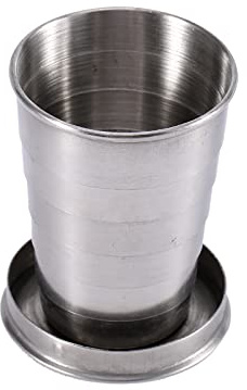 Ejoyous Edelstahl Faltbecher, Klappbecher mit Schlüsselkette, Tragbarer Wiederverwendbarer Trinkbecher für Reise, Picknick, Wandern, Outdoor