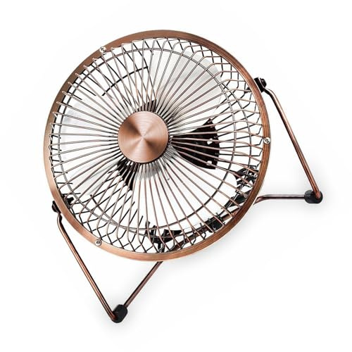 ZHENNB Ventilador de escritorio USB pequeño de 4/6 pulgadas, ventilador silencioso de metal, fuertes flujos de aire, ventilador de refrigeración ajustable de 360 grados para escritorio al aire libre