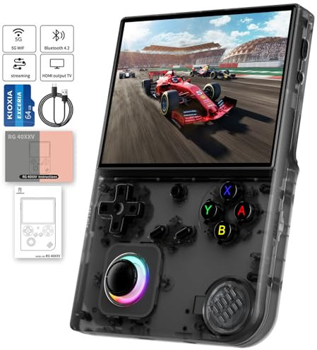 GiipGoop RG 40XXV Retro Handheld Game Consoles Retro Gaming Console Portable Gaming Console Linux 64-bit System 4 inch IPS Screen Cortex-A53 Supports WiFi Bluetooth HDMI and TV Output Black