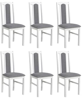 LeafDesign Esszimmerstühle 6er Set, Massivholz, Gepolstert, Weiß | Küchenstühle, Esstischstühle und Essstühle für Wohnzimmer, Restaurant, Café, Hotel und Gastronomie – hoher Sitzkomfort