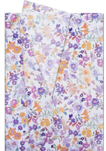 Hjvvr Lot de 20 feuilles de papier de soie floral, 50 x 35 cm, papier cadeau pour emballage cadeau, bricolage, anniversaire
