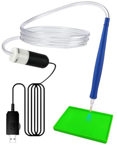 Chingcoo Elektrischer Diamond Paint Pen, Innovativer Elektrisch Diamond Painting Stift mit Mikro Vakuum, Diamond Painting Zubehör, inkl. USB-Kabel und Weiteres Zubehör (Blau)