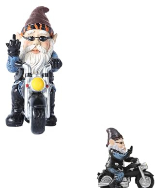 Fayemint GNOME Moto Resine, Miniature Nain Moto, Nain Moto Jardin, pour Le Bureau, Le Salon, la Chambre à Coucher