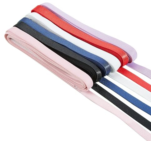 letsinstyle 6 pz 2 Metri Nastri per Spalline in Spandex per Reggiseno, Elastici in Nylon Lucido, Fasce in Raso, Nastro Elastico Piatto in Poliestere Multicolore per Cucire Spalline del Reggiseno
