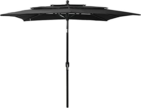 OOMRNV Ombrellone da Spiaggia Casa E Giardino - Ombrellone A 3 Livelli con Palo in Alluminio Nero 2,5X2,5 M - Prato E Giardino