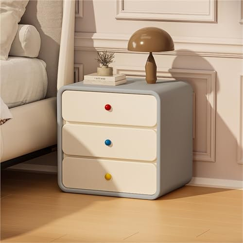 Nachttisch aus Massivholz mit 3 Schubladen, multifunktionaler Aufbewahrungsschrank, moderner Beistelltisch aus Massivholz für Zimmer, Wohnheim, Büro (Chrom, 50 x 40 x 50 cm)
