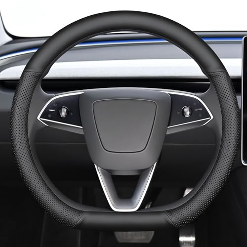 Nappa Leather Steering Wheel Cover for Tesla - Universal Fit for Model S/3/X/Y, Non-Slip Grip, Premium Car Interior Accessories