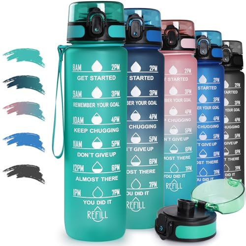 Joogee Bouteille d'eau 1L, Gourde Sport 1000ml Bouteille d'eau étanche, sans BPA, Bouteille Reutilisable, pour Enfant, Adulte, Randonnée, l'école, Fitness, Camping, Gym