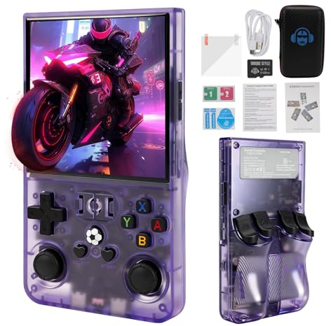 R36MAX - Consola de juegos retro, consola de juegos portátil con pantalla IPS HD de 4,0 pulgadas, 128 GB preinstalados, más de 20.000 juegos retro, sistema Linux de código abierto, 4000 mAh recargable
