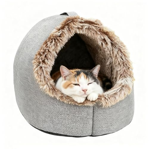 Katzenhaus Für Draußen Winterfest Katzenbett Wasserdicht Faltbare Katzenbetthöhle Wetterfester Katzenhöhle Haustierhaus Mit Plüschkissen Waschbar Katzenzelt Für Kleine, Mittelgroße haustiere