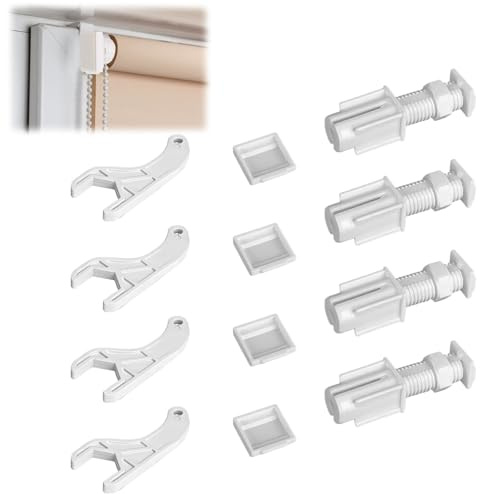 4 Pcs No Drill Blinds for Windows Adhesive Blinds Bracket White Twist Lock Brackets Plastic Holders Easy Install No Screw for Venetian Bedrooms Kitchens Apartments Offices Blindss Home Decor
