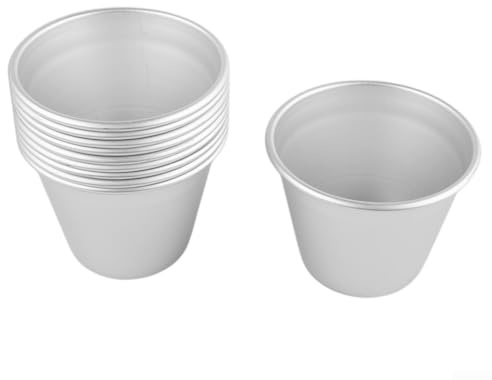 Eawfgtuw 10 moldes de aluminio para pudín, moldes de postre antiadherentes de 7,3 cm de diámetro para magdalenas, cupcakes, tartas, panna cotta, fondants de chocolate, gelatina y pasteles individuales