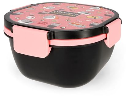 LEGAMI – Lunchbox Sushi Cat, 1 Gabel, 1 Tablett mit Fächern, 1 herausnehmbarer Gewürzbehälter inklusive, Fassungsvermögen 1700 ml, 19 x 10,7 x 19 cm