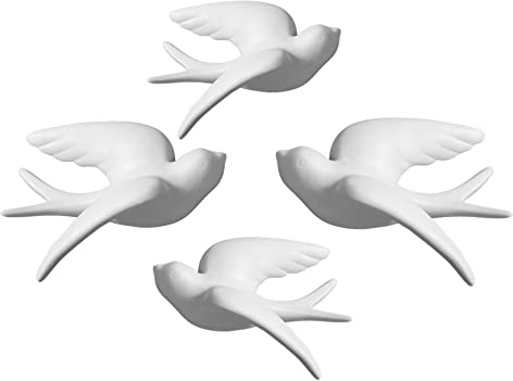 Wanddekoration, 3D-Vogel-Ornamente for Aufhängen aus Keramik, weiße Schwalben, Spatzen, Tauben, Kunstwerk, Dekoration, Geschenke for Mama