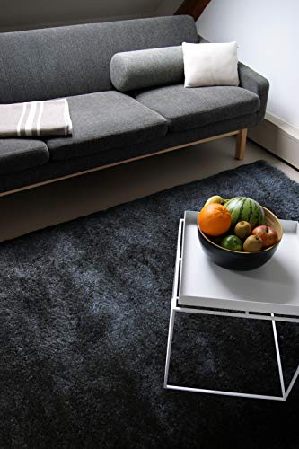 floor factory Moderner Teppich Delight anthrazit grau 140x200cm - edler Designer Teppich mit flauschig weichem Flor