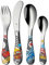 WMF 1286016040 Disney Cars 2, Cubertería para niños, 4 piezas (Tenedor, Cuchillo de mesa, Cuchara y cuchara pequeña)
