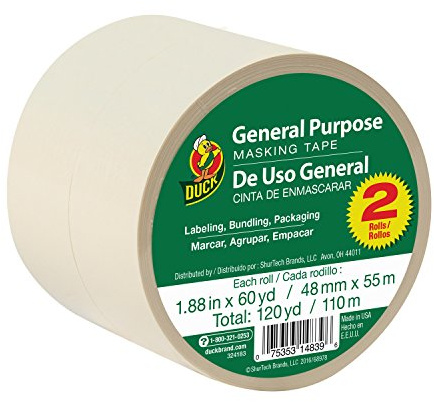 Duck Brand General Purpose Masking Tape - Beige, 1.88 in. x 60 yd., 2-Pack (241578)