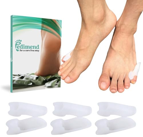 Pedimend™ Silicone Gel Pinky Toe Alignment Separator - 6 Pieces | Original Tailors Bunion Corrector Protector | Little Toe Bunion Pain Relief Pads | Bunionette Spacers | Corns Callus Relief Wrap