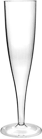 We Can Source It Ltd - 50x160ml Plastic Champagne Flutes - Clear Reusable Hollow Stem Glasses - Unbreakable Cocktail & Prosecco Flute Cups - Transparent Drinkware for Wedding, Parties & Events