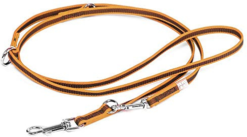 IDC Color & Gray justerbart koppel med dubbel karbinhake, 14 mm x 2,2 m, orange-grå