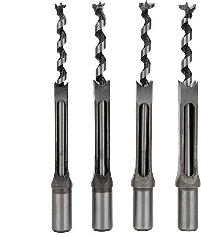 4 Pezzi/Set Punte per Trapano a Foro Quadrato per la Lavorazione del Legno 12,7-16 mm, Utensile per Trapano per la Lavorazione del Legno in Acciaio con Cuscinetti, con Scanalature di Drenaggio