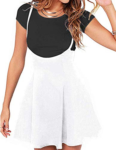 Bretelle donna bretelle Casual Gonna Abito Basic Vita Alta Versatile Flare Skater Spalline Gonna Corta - bianco - XX-Large