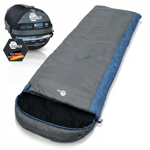 yourgear Ostria - Saco de dormir de verano (3 °C, 230 x 75 cm), color azul y gris