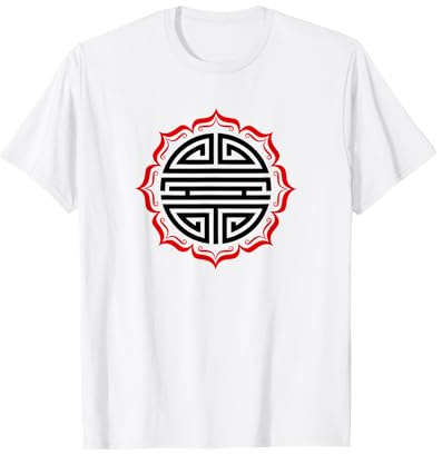 Shou porte-bonheur symbole chinois longue vie fleur de lotus T-Shirt