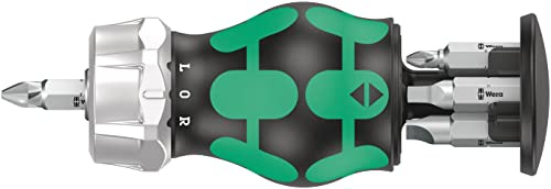 Wera 05008886001 Kraftform Kompakt Stubby Magazin RA 4, Stubby Ratschenschraubendreher mit Bit Magazin, 6-teilig