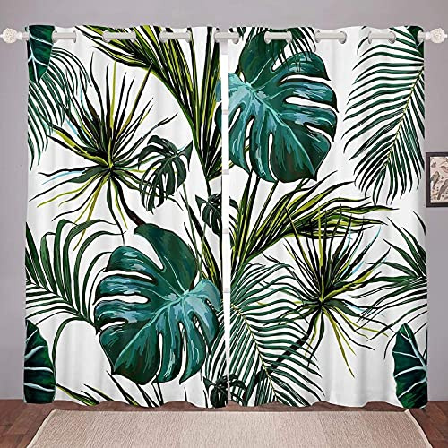 LKCD Tende Per Soggiorno Palma Con Foglie Tropicali 264X240Cm Tende Morbide Oscuranti E Insonorizzate - Camera Da Letto/Cucina/Sala Riunioni/Stanza Dei Bambini - Stampa Digitale 3D