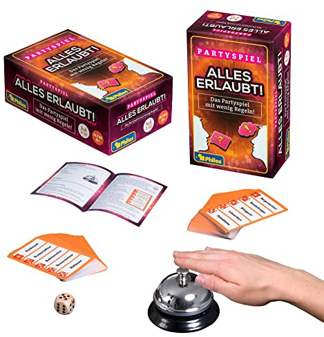 Philos 5203 - Alles erlaubt, Partyspiel, 110 Spielkarten, inklusive Würfel und Glocke