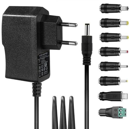 Adaptateur Secteur USB 6V 2A Alimentation avec 8 adaptateurs de Prise AC230V à DC6V Pilote d'alimentation pour tensiomètre numérique DC6V 1500mA 1000mA 500mA Chargeur Adaptateur AC-DC(DC6V~2A)