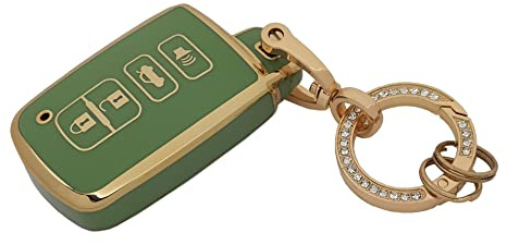 chyoekey for Toyota Key Fob Cover with Keychain Soft TPU Full Protection Car Key Case Cover Compatible with Toyota Avalon Camry Corolla RAV4 Sequoia Highlander (Green)