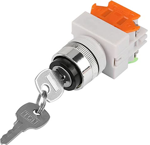 LAY37-11Y/21 Schlüsselschalter Elektrischer Schlüsselschalter Drehschalter 2 Positionen Drehschalter mit Schlüsselverriegelung 22-mm-Schlüsselschalter
