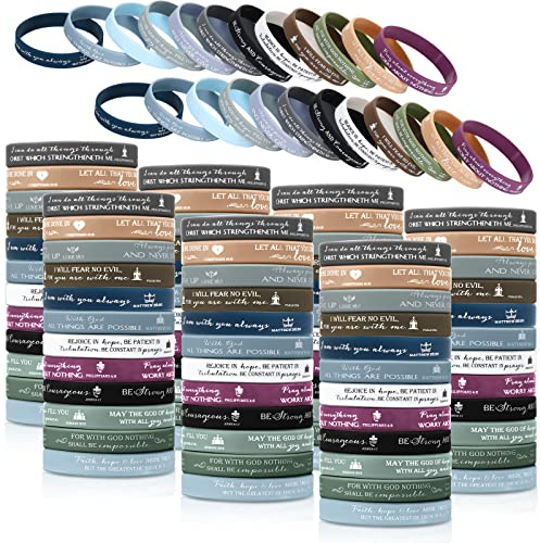 120 Stück religiöse Silikon-Armbänder Bulk-Bibel-Gummi-Armbänder, bunt, inspirierend, christliches Silikon-Armband für Männer, Frauen, religiöse Partygeschenke, christliche Geschenke (Pastellfarben)