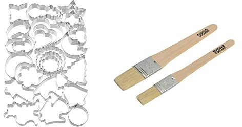 2-tlg. Starter-Set Original Kaiser Ausstechformen-Set Weihnachten inkl. Backpinsel - 25 Stück Ausstecher ideal für Weihnachten