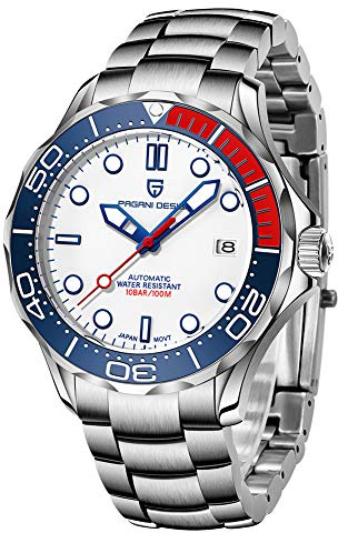 Pagani Design 007-Modell Herren-Automatikuhr, NH35 Uhrwerk, drehbar, Keramik-Lünette, Edelstahl, wasserdicht, selbstaufziehend, Armbanduhr