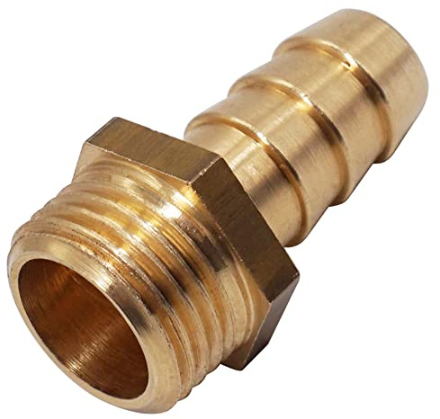 SKIR'CO (1 unidad) rosca macho de latón de 1/2 pulgadas x 15 mm, adaptador de púas de manguera, conector de cola de manguera, rosca BSP