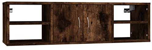 vidaXL Wandregal, Hängeregal mit viel Stauraum, Regal für Schlafzimmer Wohnzimmer Büro, Hängeschrank Wandablage CD Regal Bücherregal, Räuchereiche Holzwerkstoff