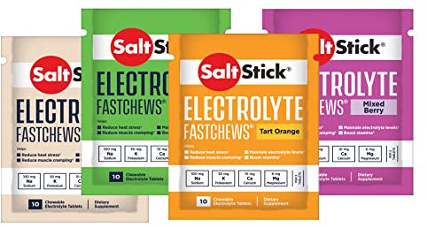 SaltStick FastChews 4er Testpaket (4 Tüten á 10 Kautabletten, verschiedene Geschmacksrichtungen)