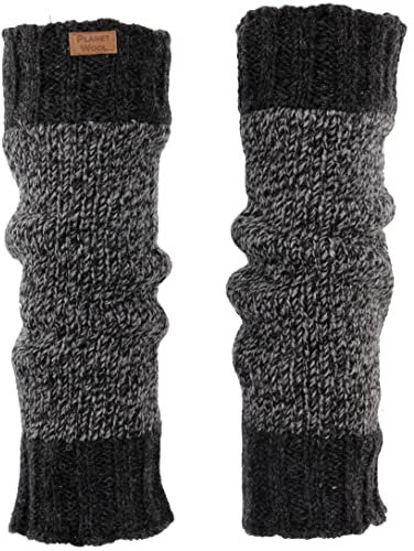 GURU SHOP Wollstulpen aus Nepal, Beinstulpen aus Schurwolle Ton in Ton - Anthrazit/grau, Herren/Damen