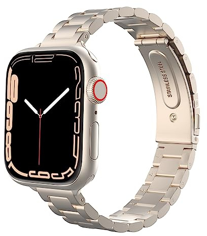 MoKo Schmales Metall Armband Kompatibel mit Apple Watch SE3/2/1,S11/10/9/8 | Dünnes Edelstahl Ersatzarmband Uhrenarmband für Apple Watch 38/40/41/42mm,für Damen Herren